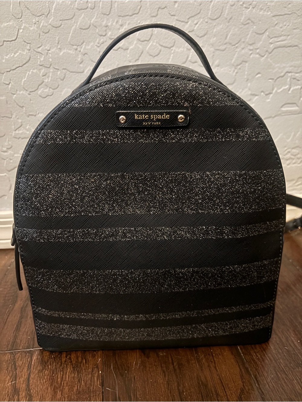 kate spade Black Glitter Stripe Mini Backpack